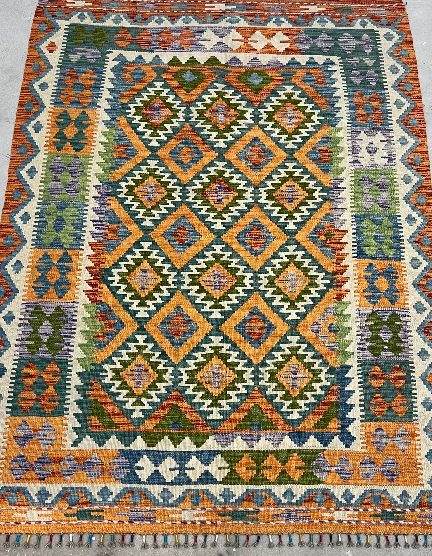 HANDKNOTTED WOOL BOHEMAIN AFGHAN KILIM RUG (146 x 200 cm)
