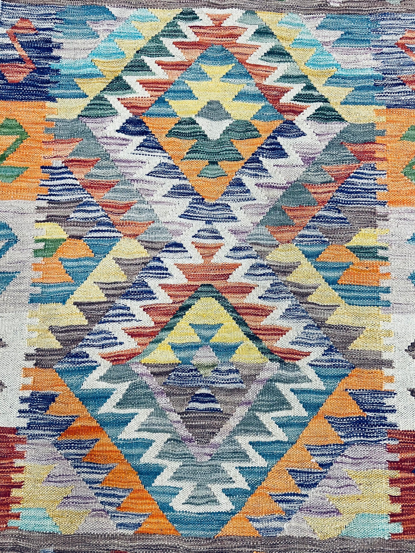 AFGHAN BOHO VEG DYE KILIM PURE-WOOL RUG (100 x 156 cm)