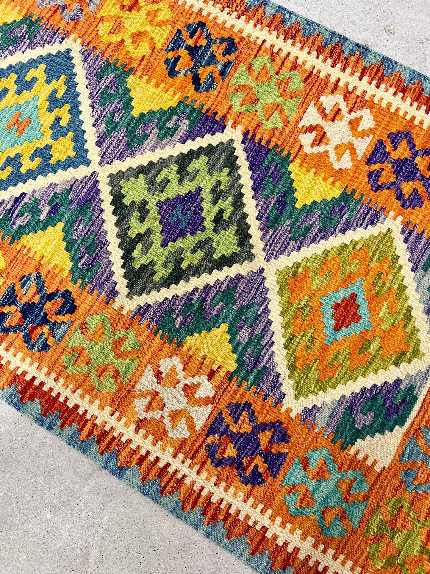 MULTICOLOUR AFGHAN BOHO KILIM RUNNER (78 x 400 cm)