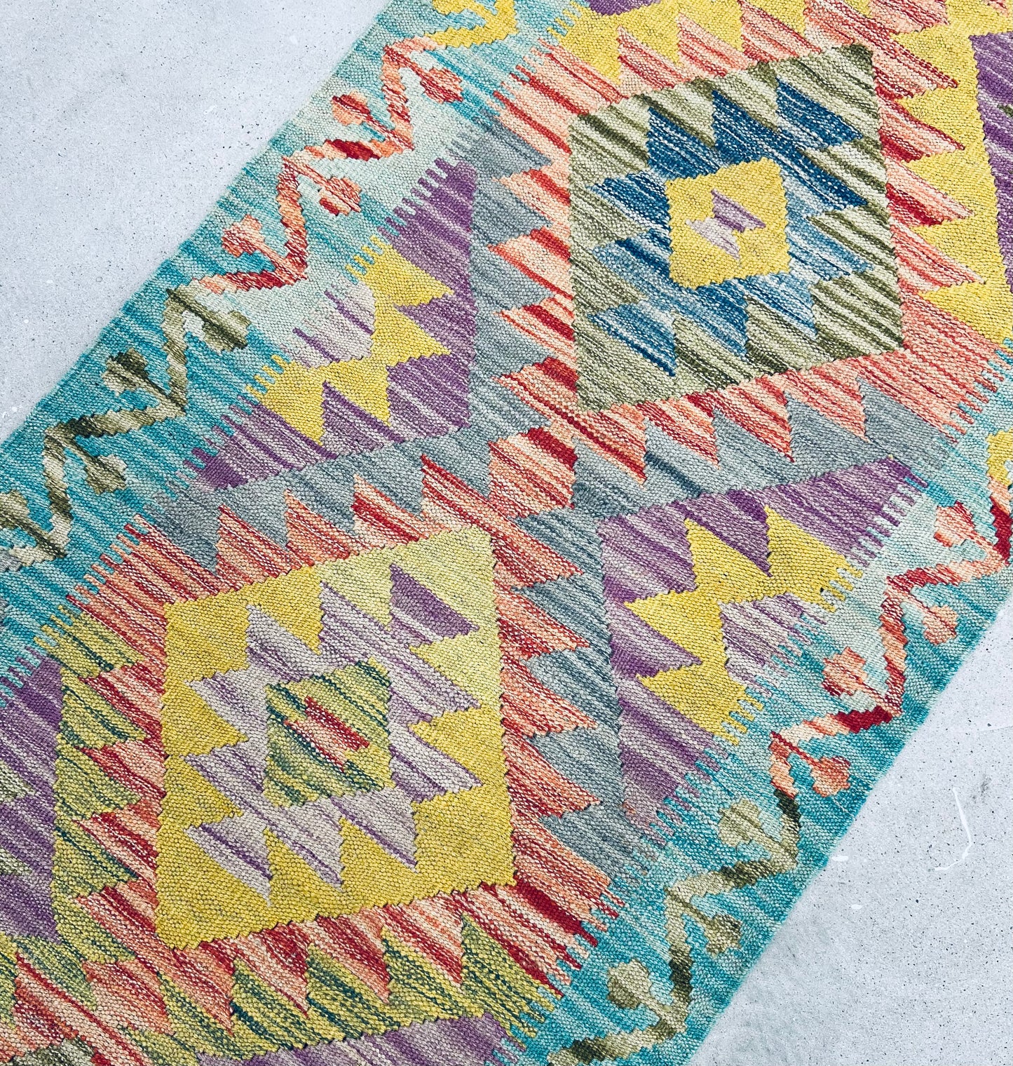 MULTICOLOUR AFGHAN BOHO KILIM RUNNER (65 X 200 cm)