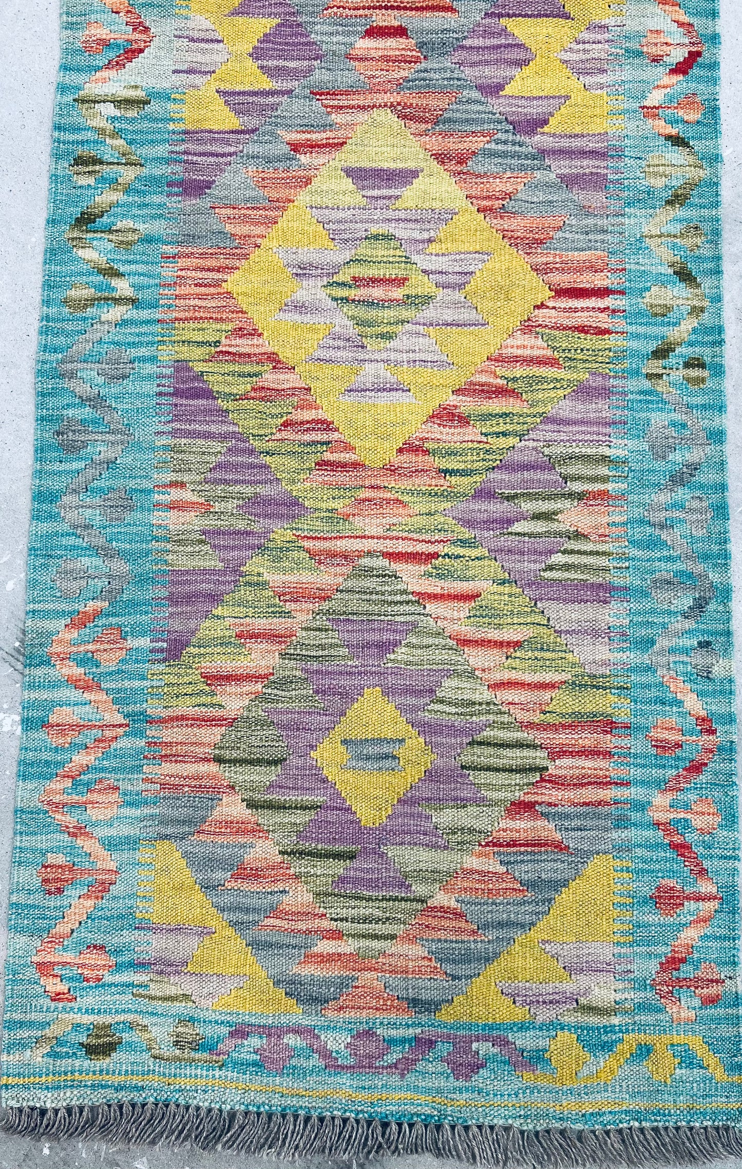 MULTICOLOUR AFGHAN BOHO KILIM RUNNER (65 X 200 cm)