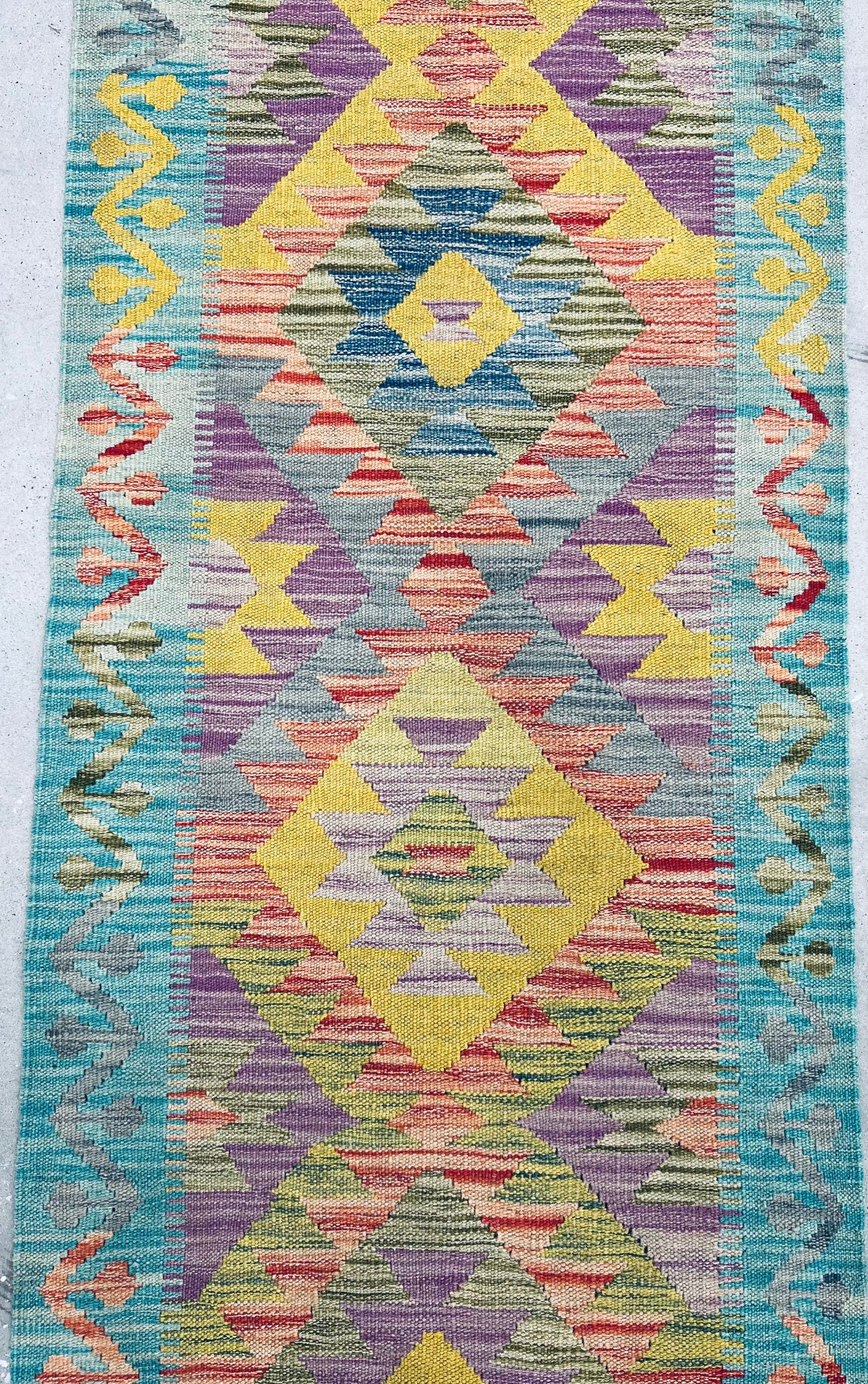 MULTICOLOUR AFGHAN BOHO KILIM RUNNER (65 X 200 cm)