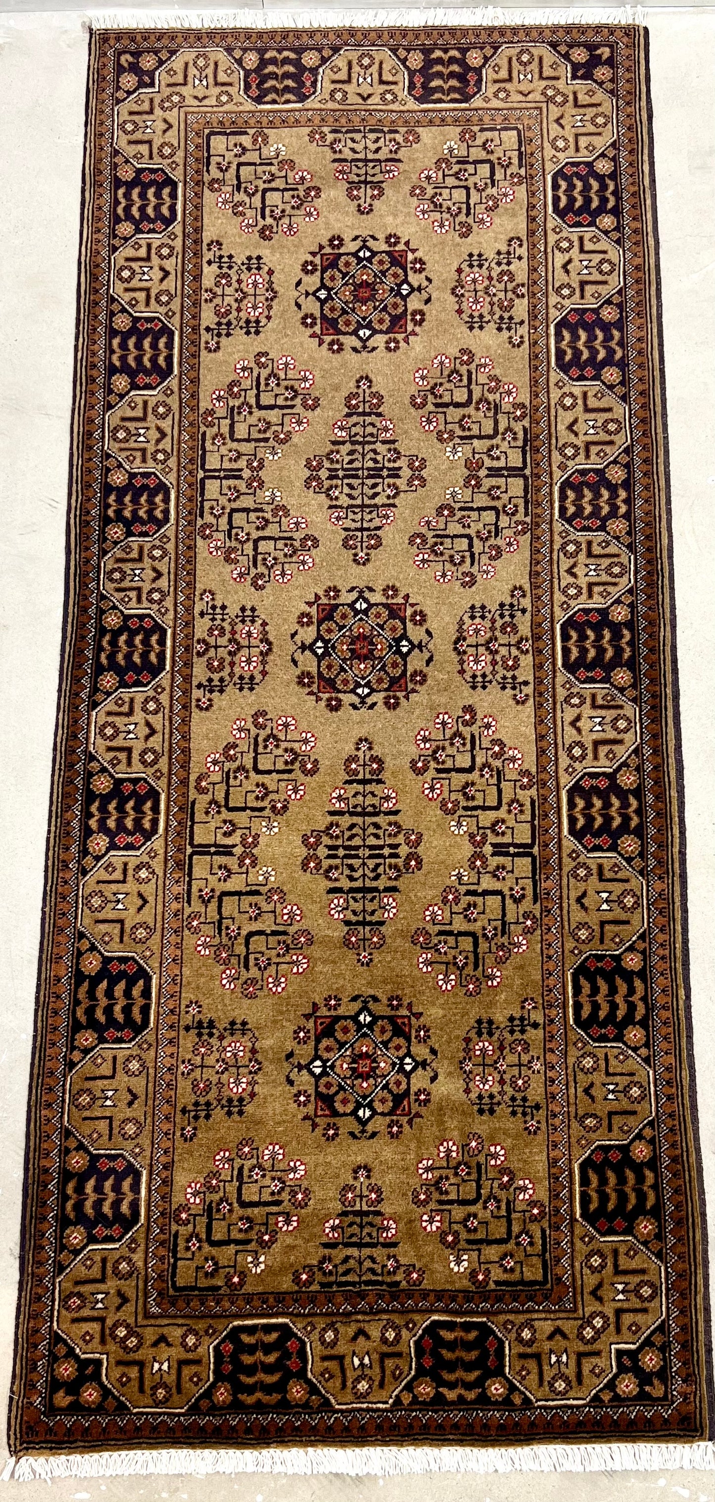 AFGHAN HAND-KNOTTED MERINO WOOL RUNNER (80 x 200 cm)