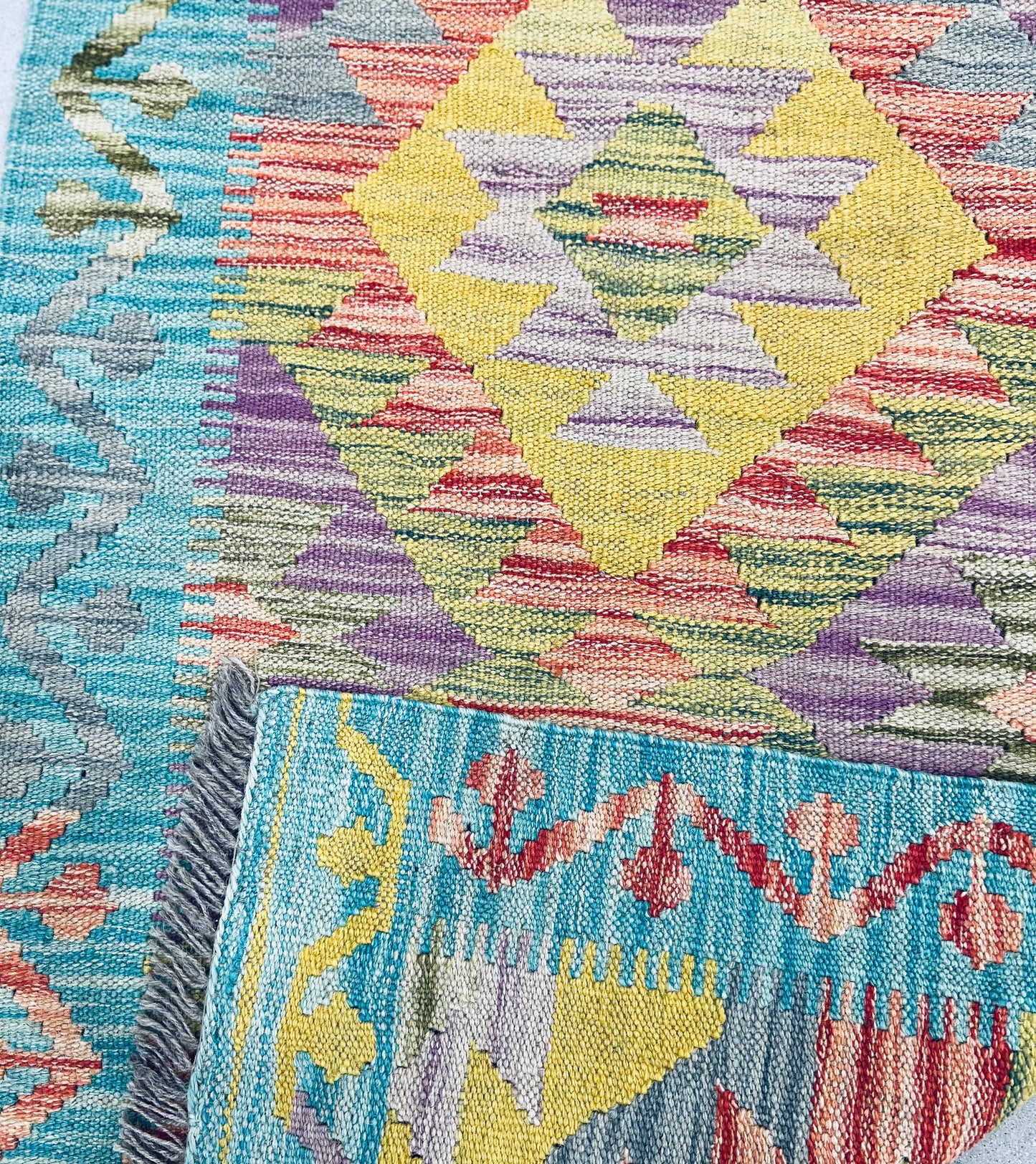 MULTICOLOUR AFGHAN BOHO KILIM RUNNER (65 X 200 cm)
