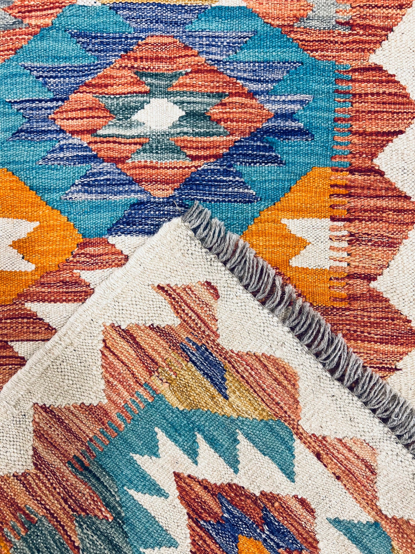 MULTICOLOUR AFGHAN BOHO KILIM RUNNER (65 X 200 cm)