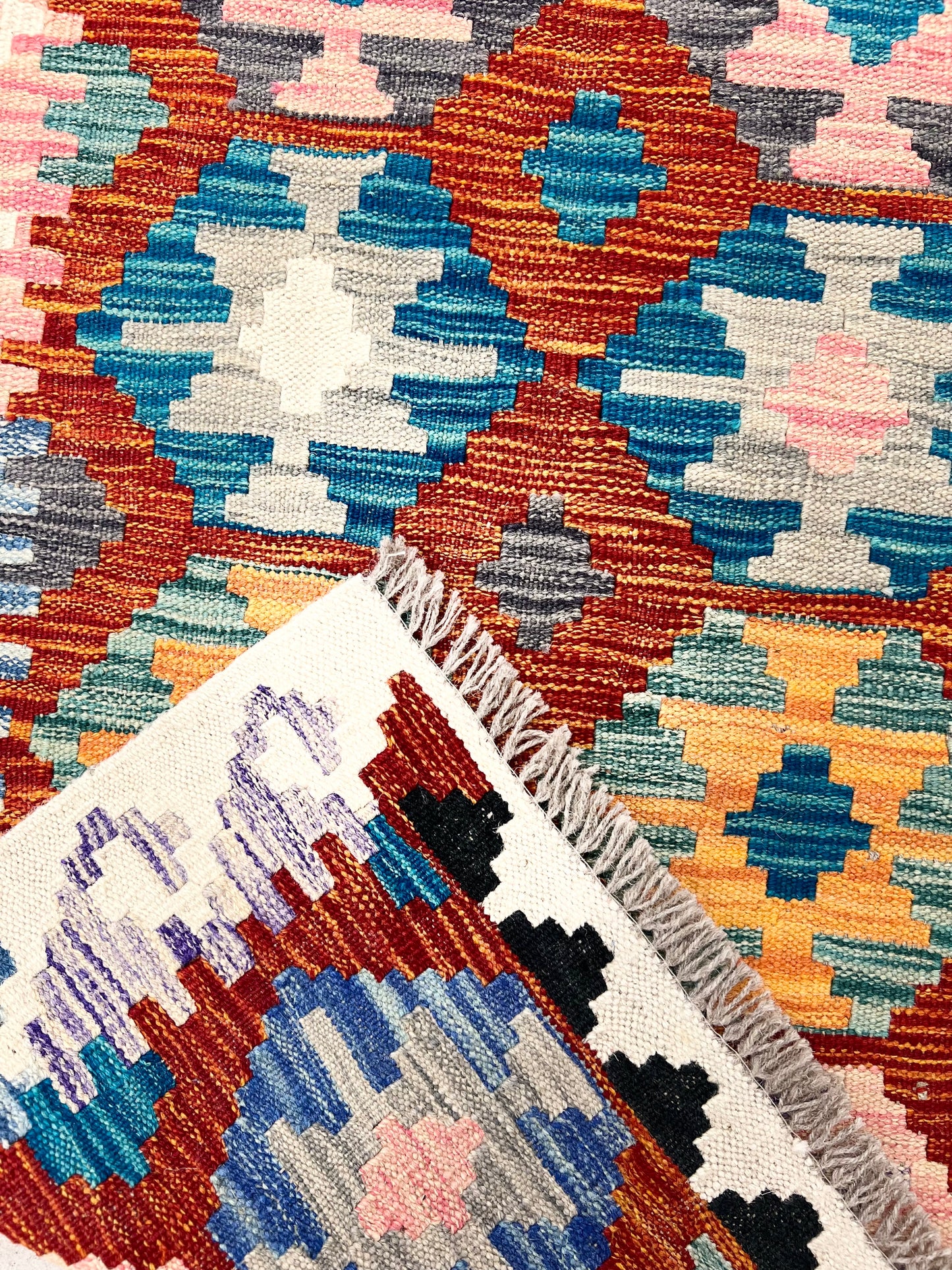 MULTICOLOR AFGHAN KILIM RUNNER (77cm x 244cm)