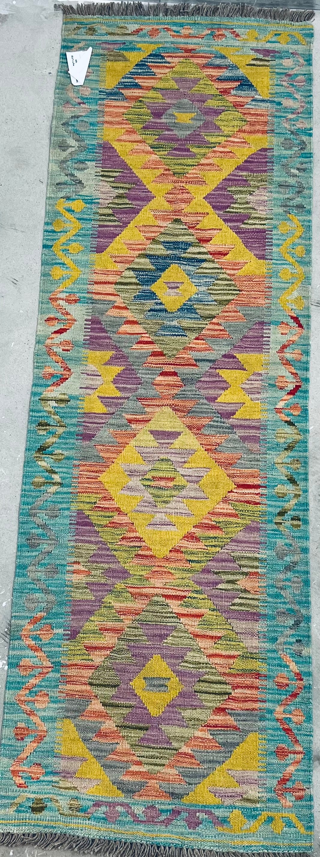 MULTICOLOUR AFGHAN BOHO KILIM RUNNER (65 X 200 cm)