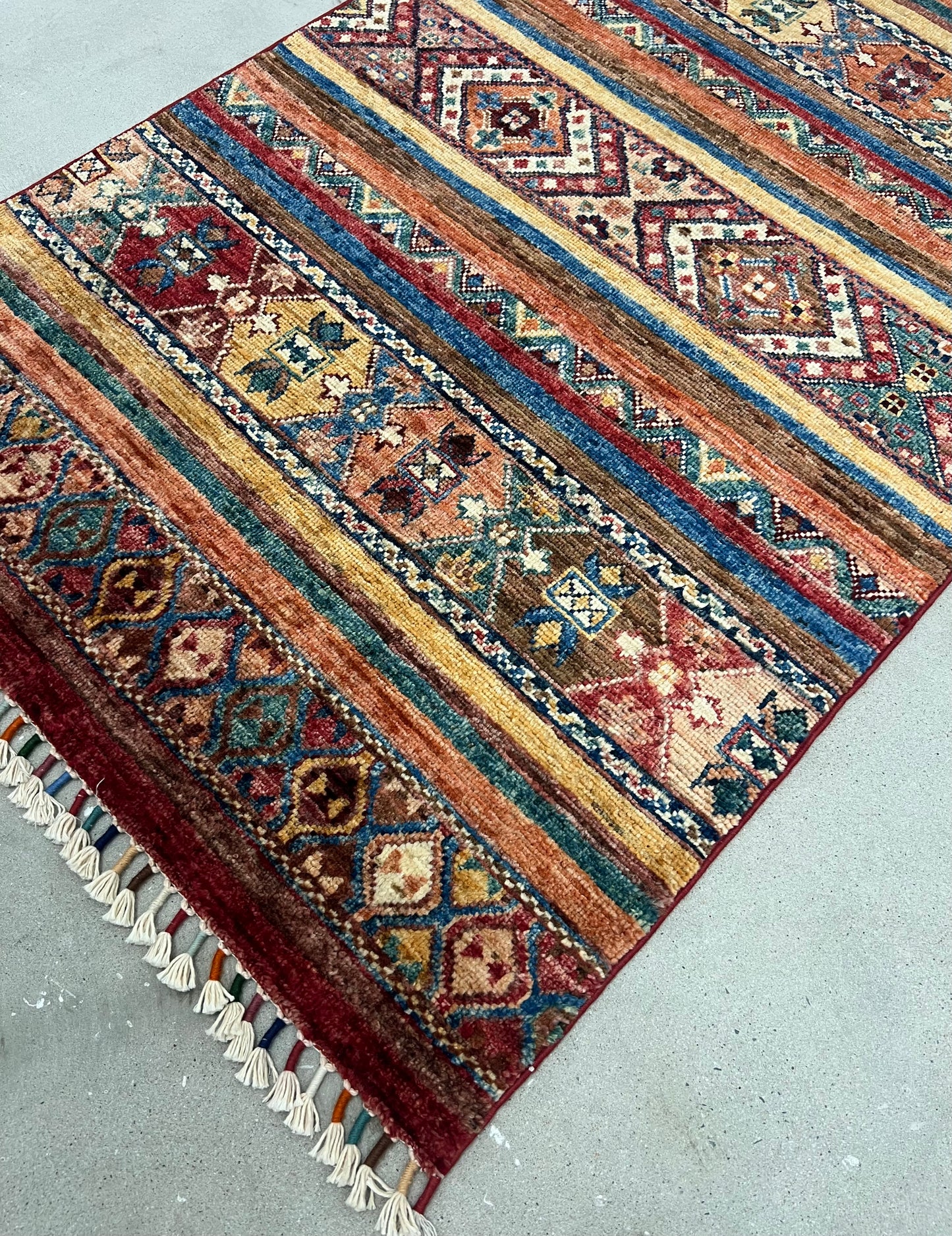 AFGHAN KHURJIN HAND-KNOTTED WOOL MULTICOLOR RUG (78 x 130 cm)