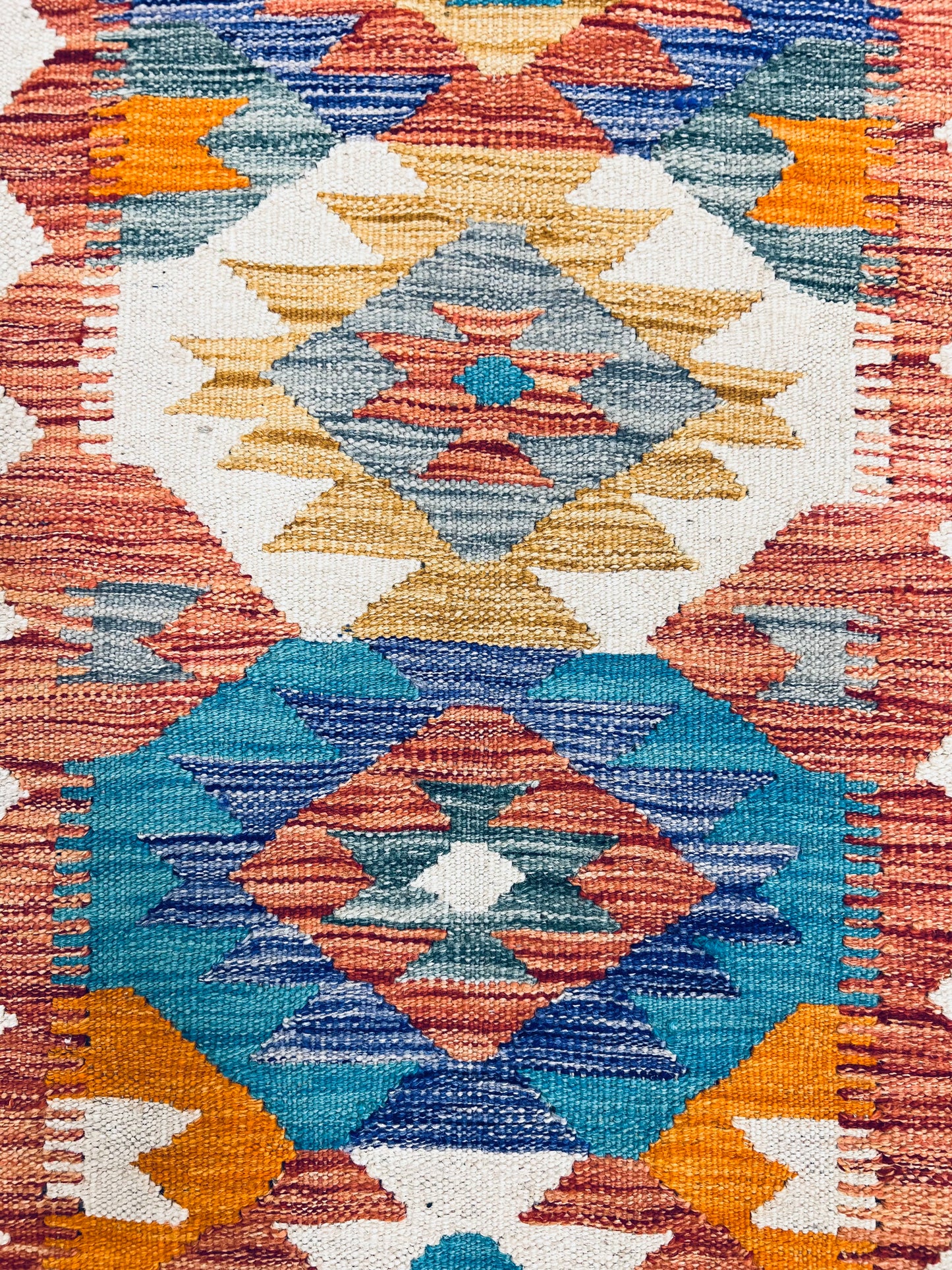 MULTICOLOUR AFGHAN BOHO KILIM RUNNER (65 X 200 cm)