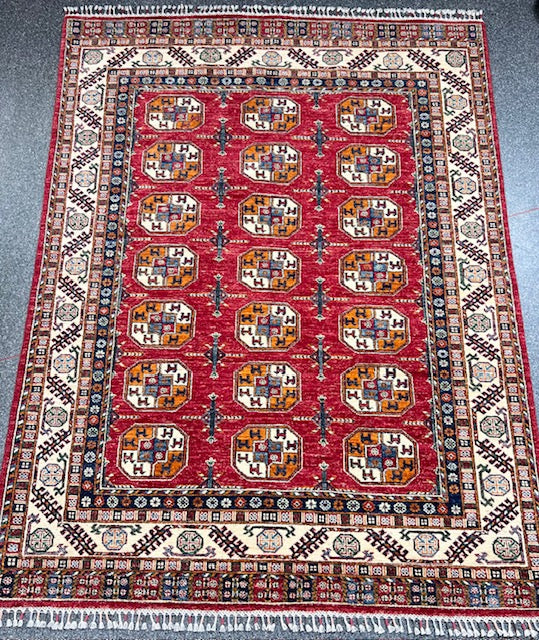 AFGHAN KAZAK HAND-KNOTTED PURE WOOL RUG (103 x 155)