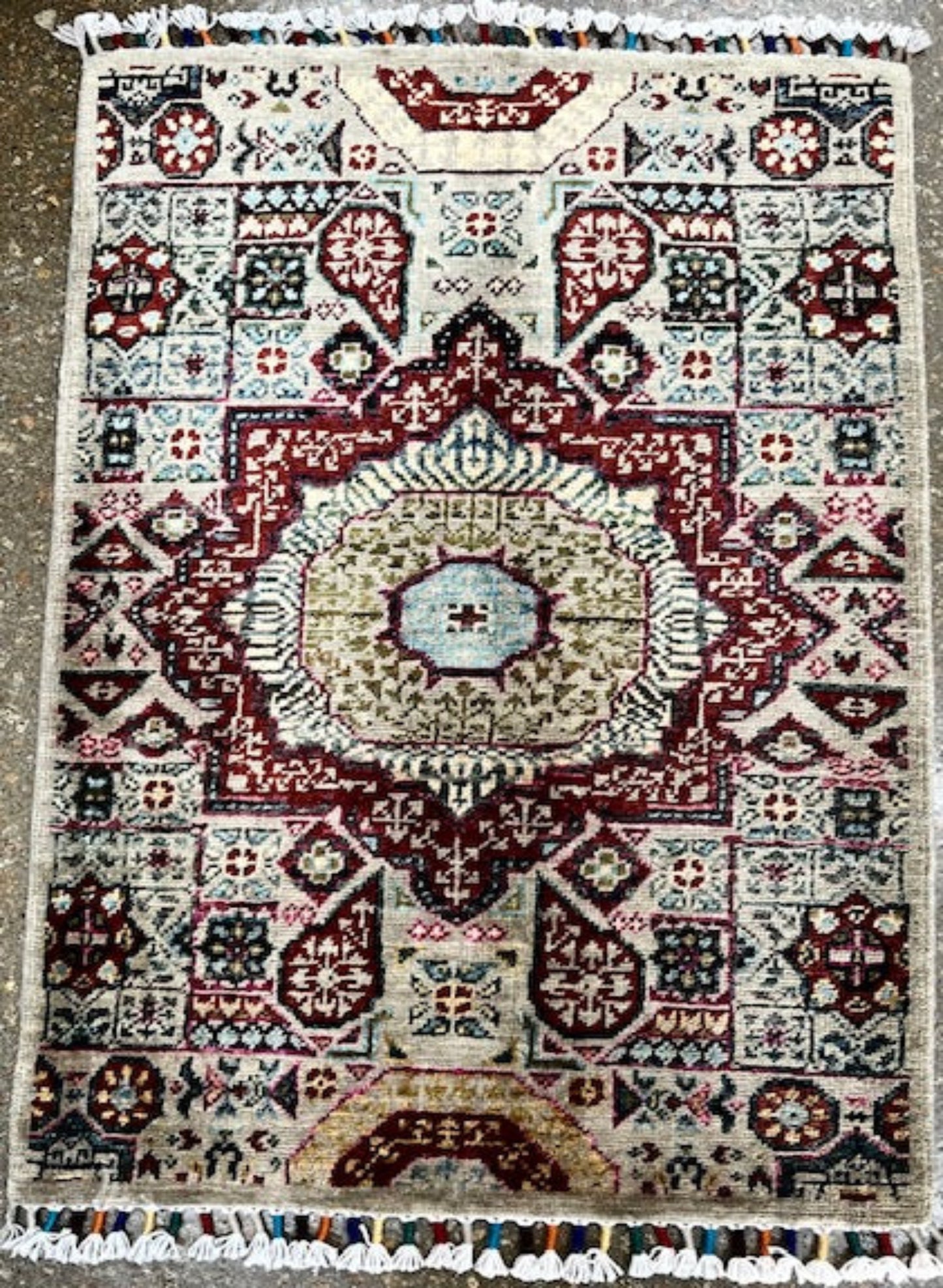 AFGHAN HANDMADE WOOL GABBEH RUG (62 x 93 cm)