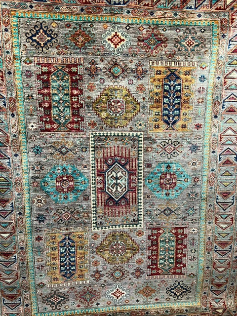 AFGHAN VEG DYE CHOBI WOOL RUG (253cm x 175cm)
