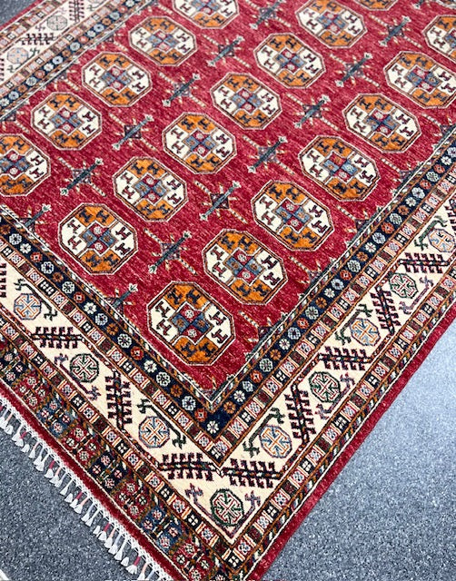 AFGHAN KAZAK HAND-KNOTTED PURE WOOL RUG (103 x 155)
