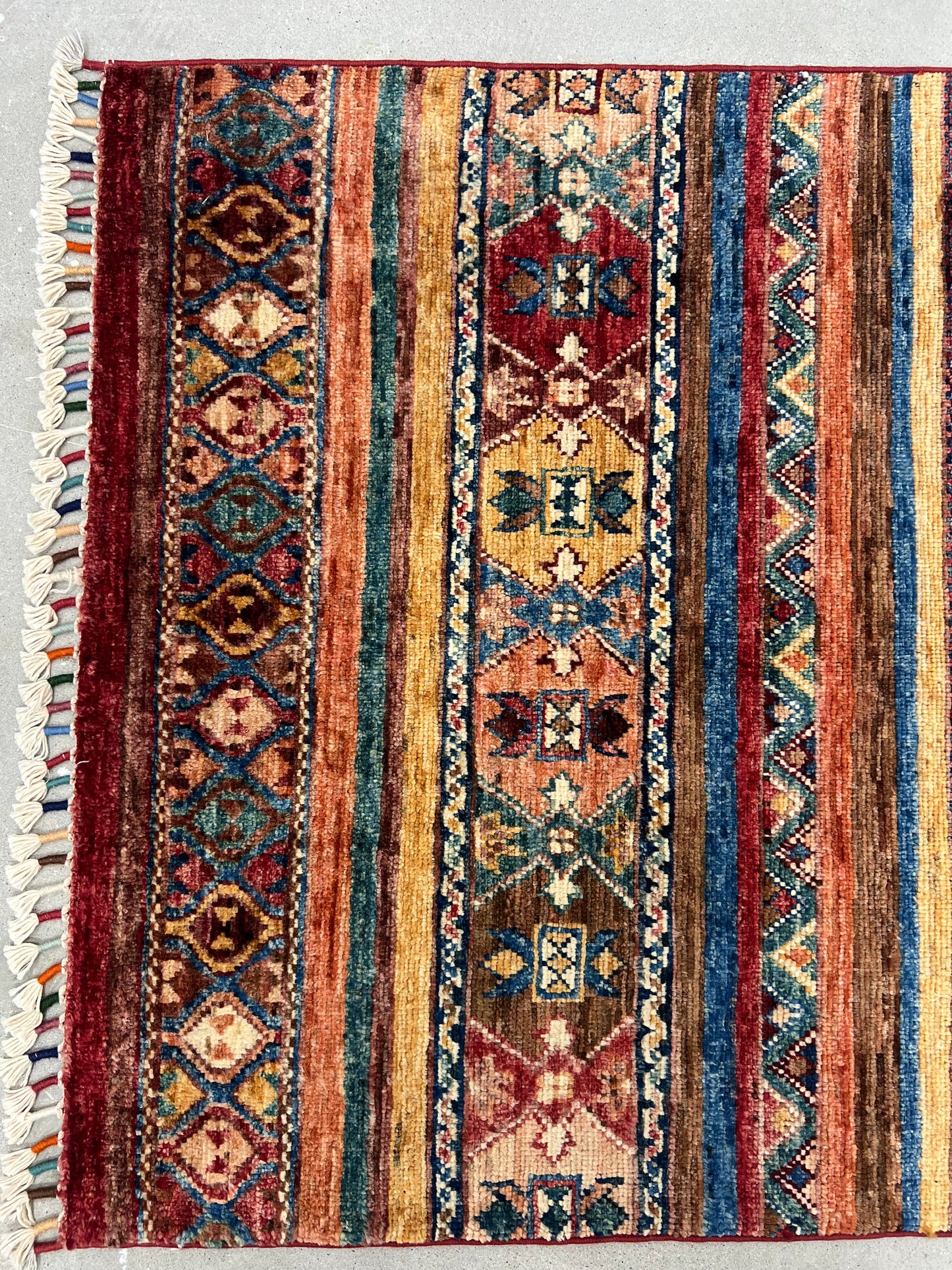 AFGHAN KHURJIN HAND-KNOTTED WOOL MULTICOLOR RUG (78 x 130 cm)
