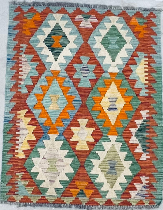 AFGHAN MULTICOLOR BOHO KILIM RUG (83 x 123 cm)