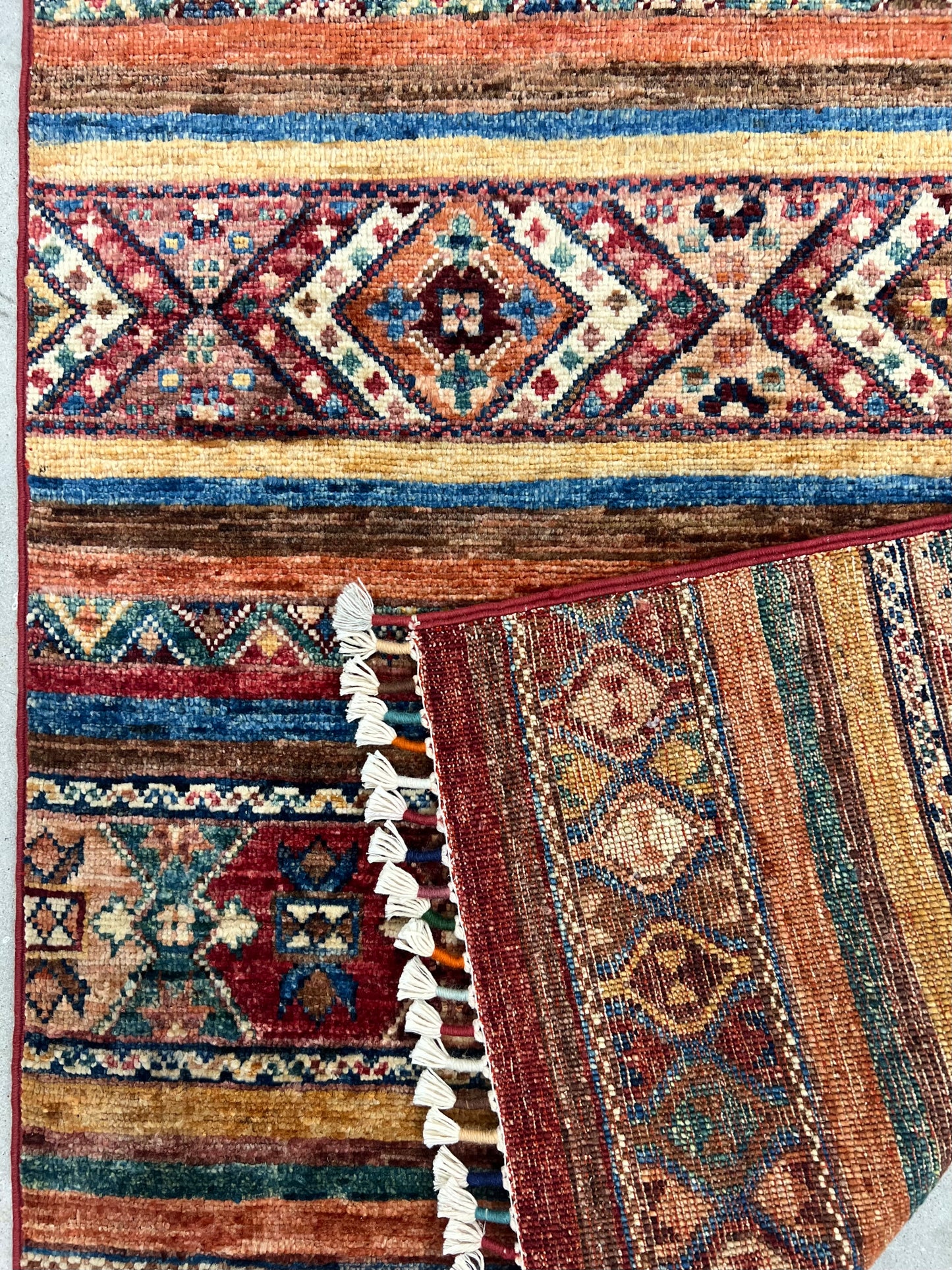 AFGHAN KHURJIN HAND-KNOTTED WOOL MULTICOLOR RUG (78 x 130 cm)