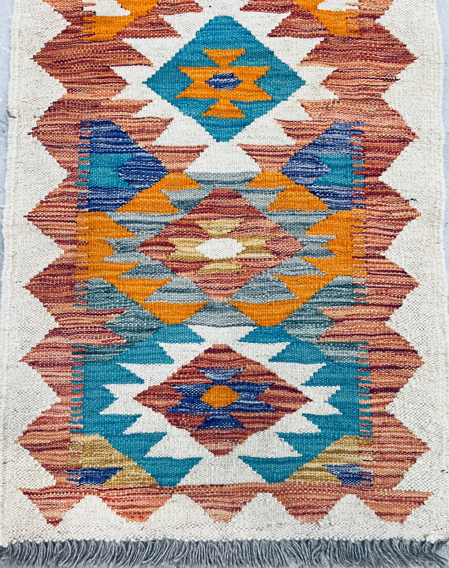 MULTICOLOUR AFGHAN BOHO KILIM RUNNER (65 X 200 cm)