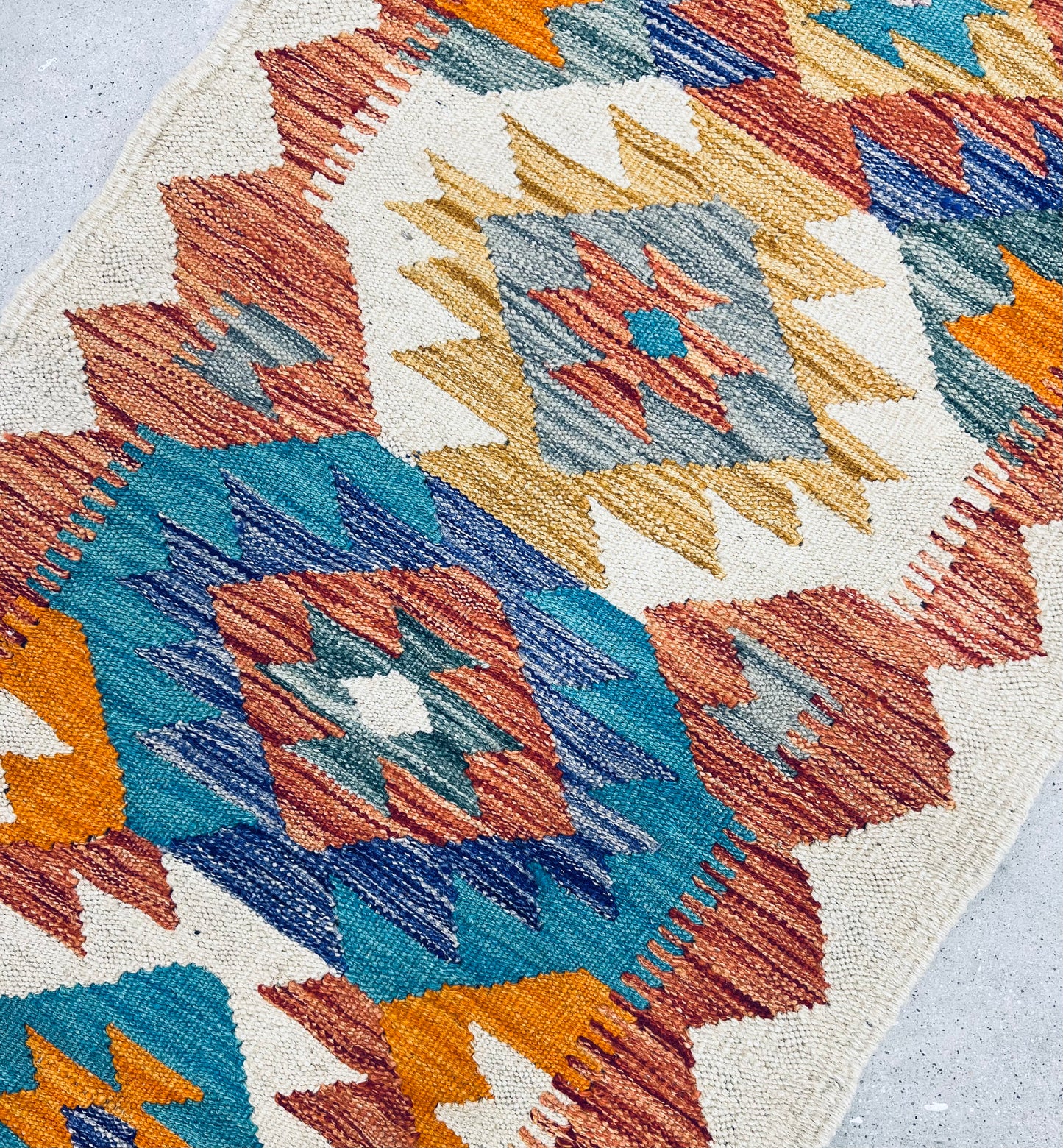 MULTICOLOUR AFGHAN BOHO KILIM RUNNER (65 X 200 cm)